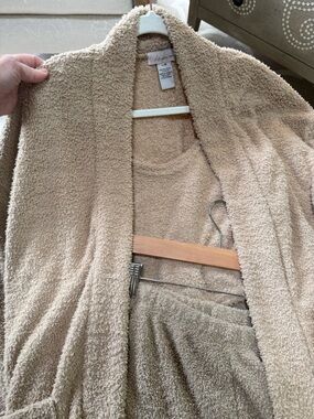 “if it were me” NWT 3pc Plush Beige Terry Jacket, crop top & shorts loungeware!